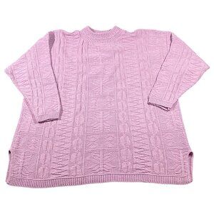 Spunky Sweater Womens L XL Pink Metallic Pullover Chunky Knit 80s Grandma VTG